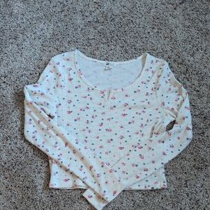 Billabong Floral Long Sleeve Ribbed Top